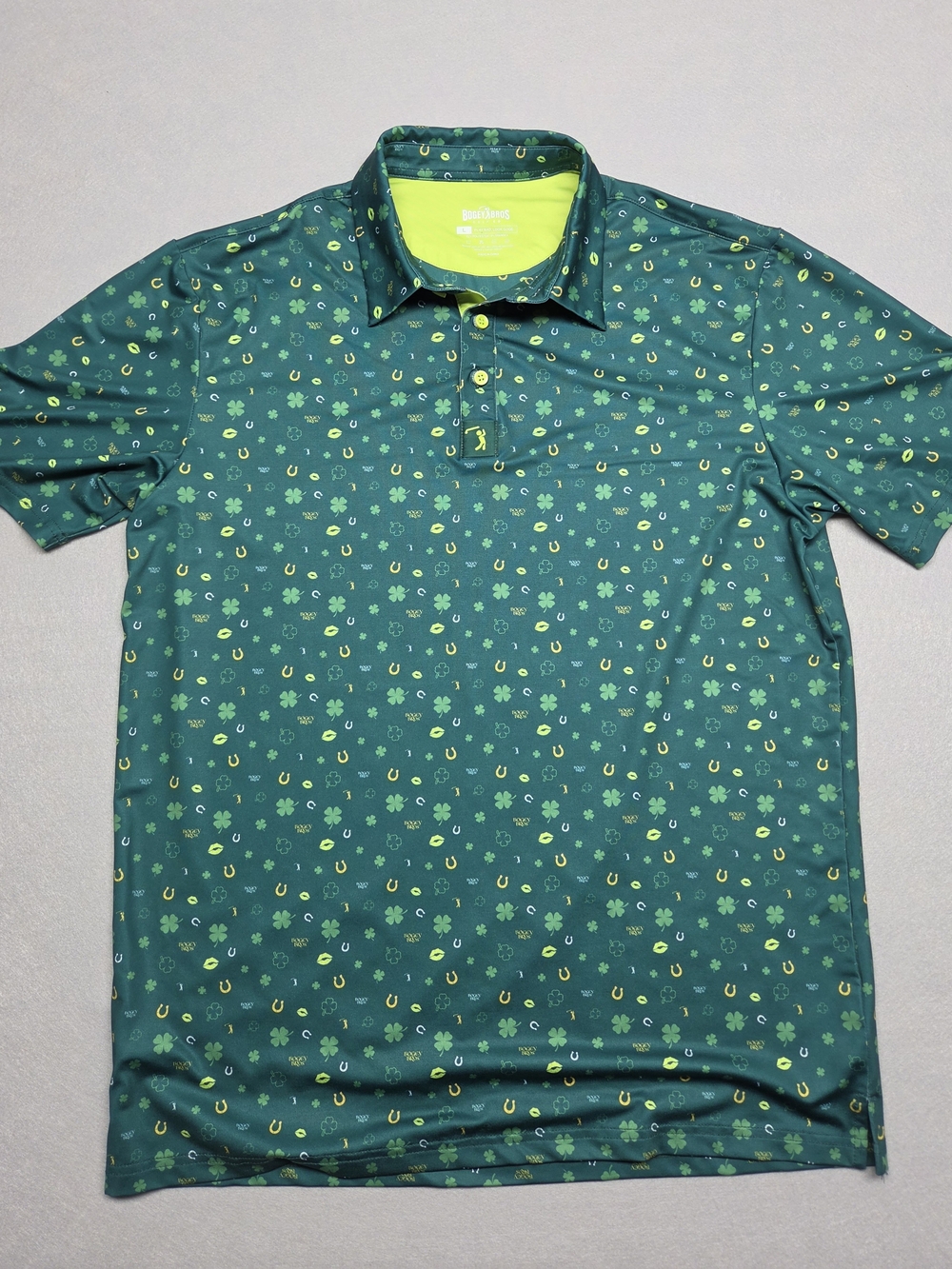 Bogey Bros LUCKY Men's Green Patterned Polo Shirt with Contrast Trim